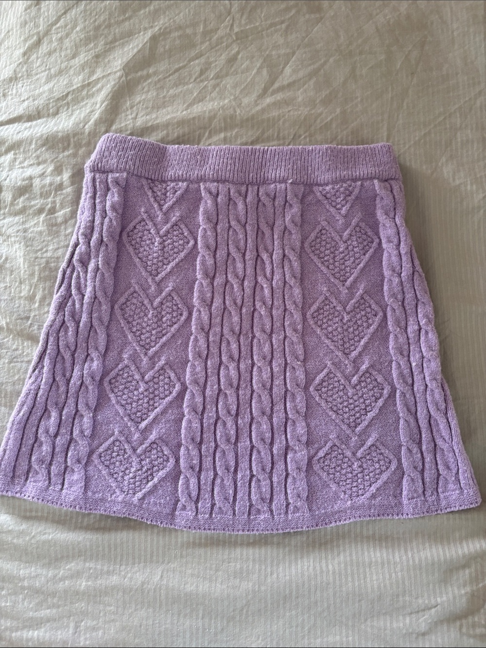 CIDER Lavender Cable Knit Mini Skirt